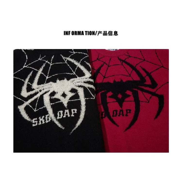Áo sweater Dệt Kim Tay Dài Cổ Tròn Thêu Hình Người Nhện Thời Trang Thu Đông Cho Nam Và Nữ