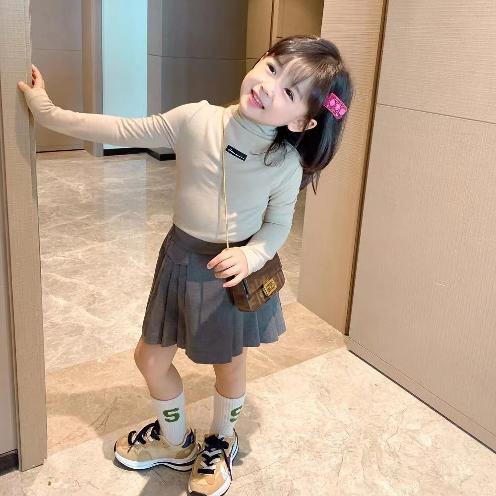 Áo Thun Cổ Lọ Màu Sắc Thời Trang Thu Đông Cho Bé Gái