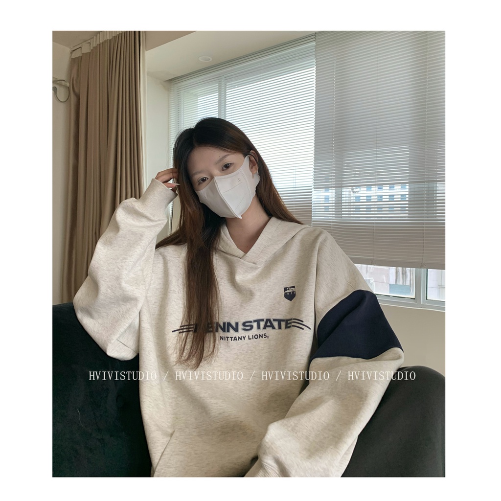 Áo Hoodie Tay Dài In Chữ Phong Cách Thời Trang Đường Phố Mỹ 2023