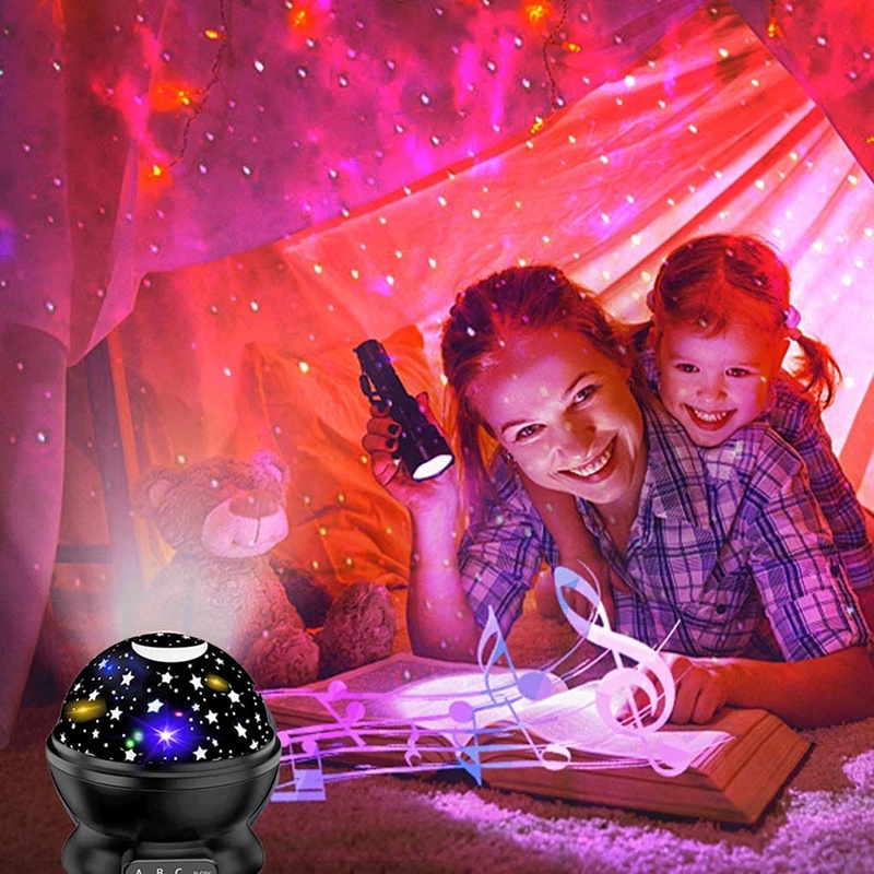 Đèn Chiếu Sao Ban Đêm Xoay 360 Độ ° Đèn led Chiếu Sáng Trần Nhà Xoay 8 Chế Độ Màu Sắc Khác Nhau Làm Quà Sinh Nhật Giáng Sinh Cho Bé