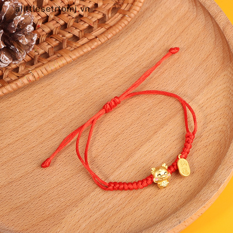 Vòng Tay Dây Đỏ May Mắn Mặt Hình Rồng Năm Mới 2024 Phong Cách Trung Hoa vn