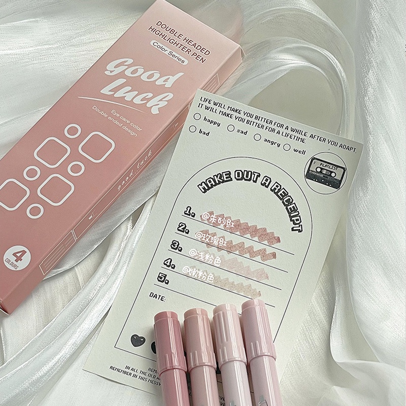 Hộp 4 Bút Đánh Dấu Hai Đầu Màu Gradient Sáng Tạo DIY