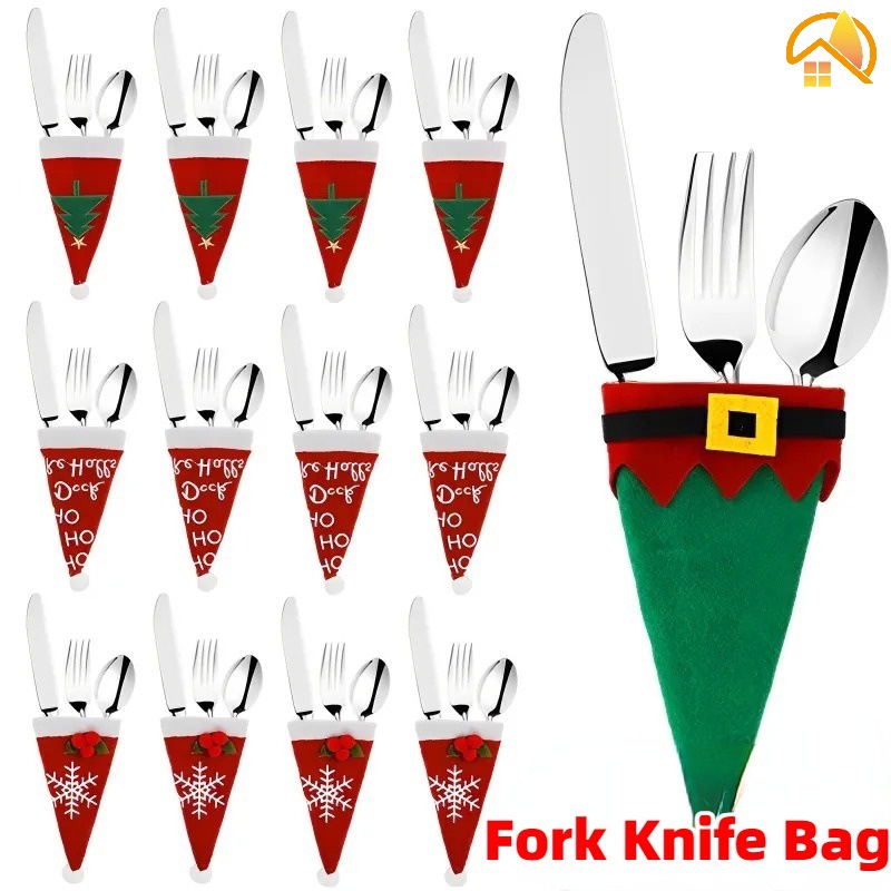 Túi Đựng Dao Nĩa Hình Ông Già Noel / Người Tuyết / Nón Giáng Sinh Để B