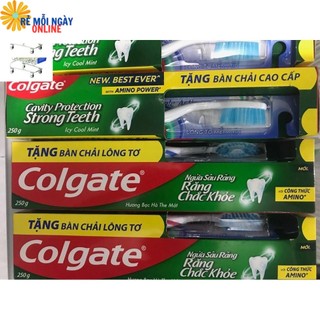Kem đánh răng Colgate-Strong Teeth 225g Ngừa sâu răng chắc khỏe - Tặng bàn trải cao cấp