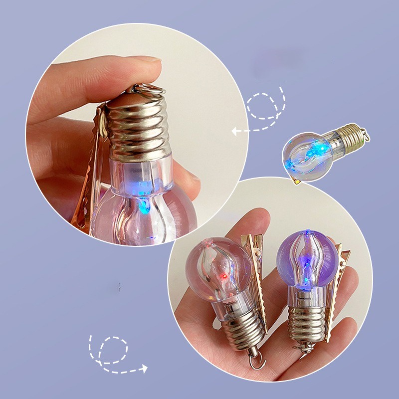Bộ 2 Kẹp Tóc Bóng Đèn Phát Sáng Thời Trang Sáng Tạo