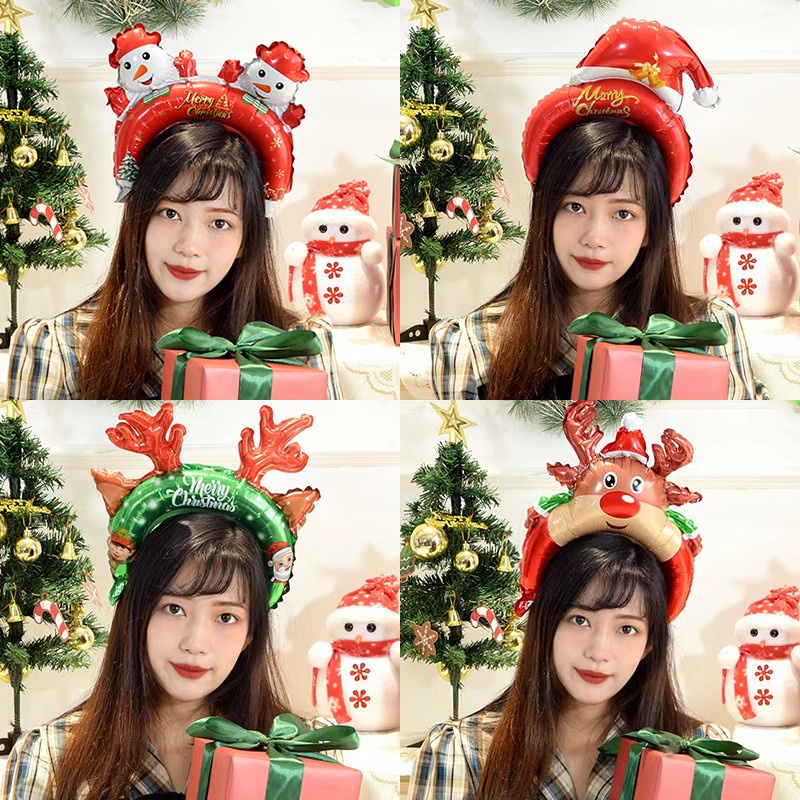 Băng Đô Bơm Hơi Hình Bong Bóng / Ông Già Noel Dễ Thương Dùng Trang Trí Tiệc Giáng Sinh
