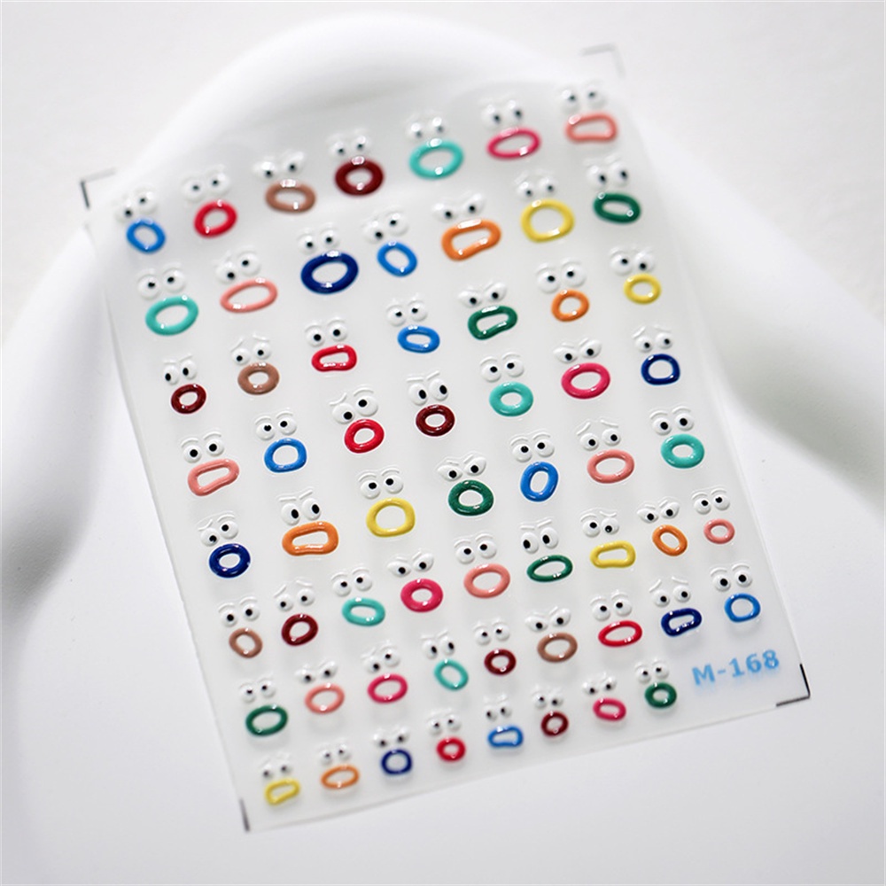 New Craft Phim Hoạt Hình Dễ Thương Vui Nhộn Đôi Mắt Nhỏ Miệng Kỳ Lạ Vui Big Mouth Phim Hoạt Hình Nail Art Sticker Jelly Series Prettyhat