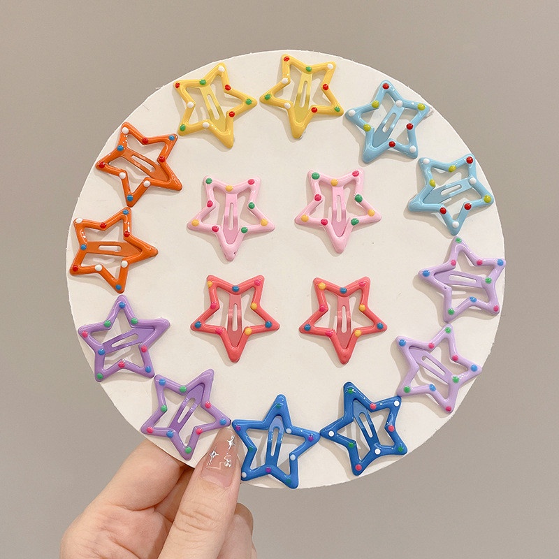 Kẹp Tóc Hình Ngôi Sao Năm Cánh Bằng Hợp Kim Màu Sắc Đơn