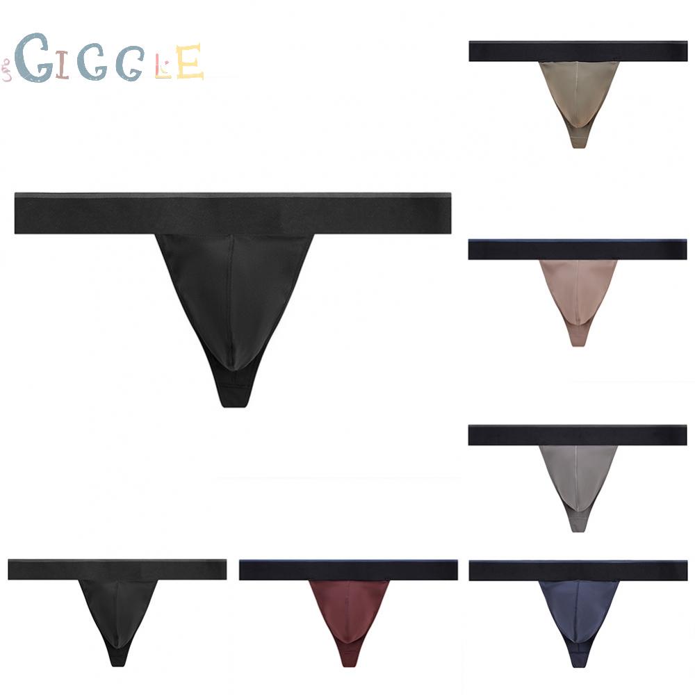Men Thongs Solid Color Stretch Bulge Pouch Elastic G-string Lingerie Low Rise