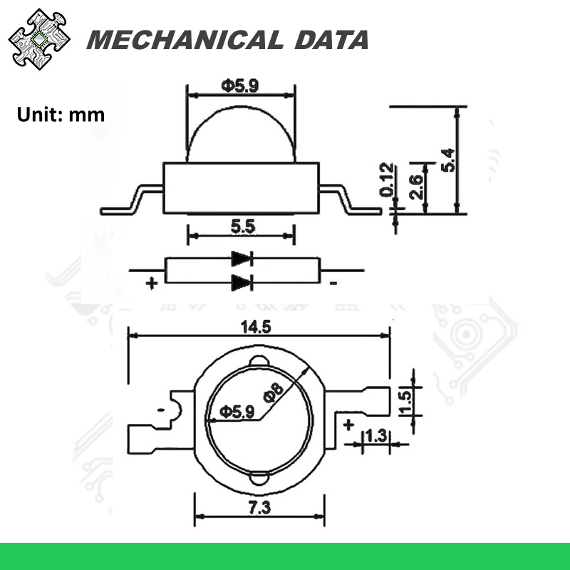ENGLAB★Bộ 5 Đèn led 3w 3.2v Chất Lượng Cao
