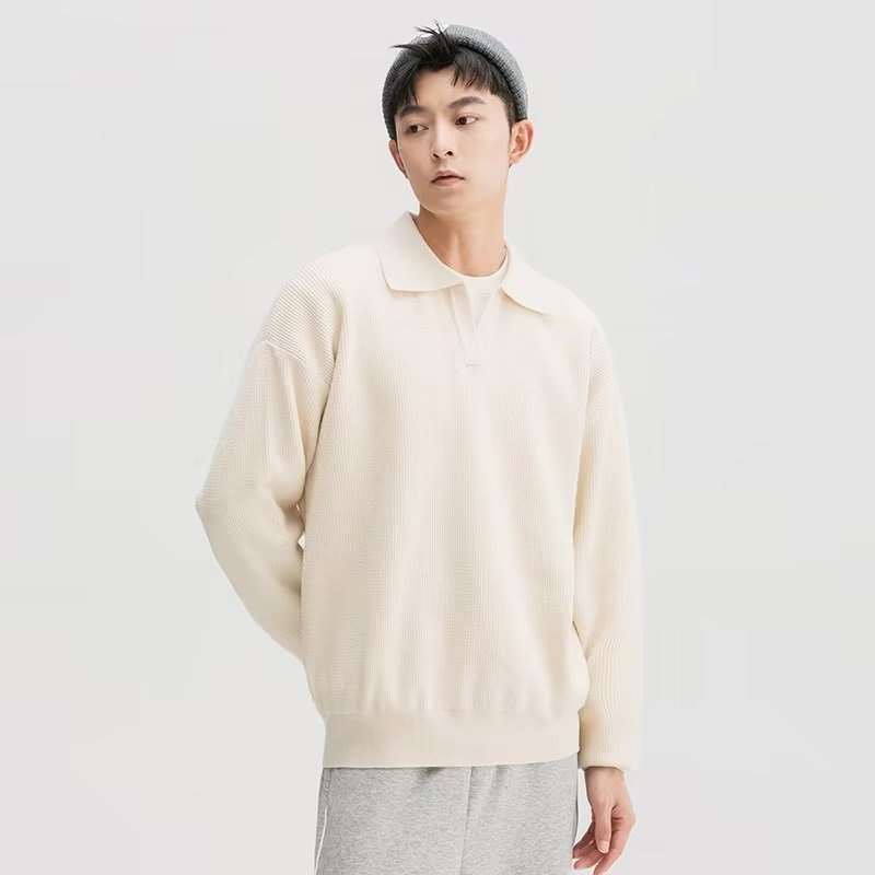 Áo sweater Cổ polo Dáng Rộng Thời Trang Xuân Thu Cao Cấp Cho Nam