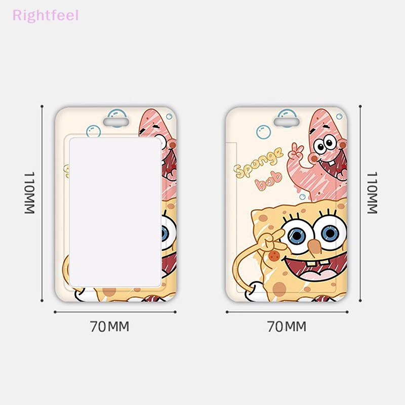 Rightfeel Ví Đựng Thẻ id / Thẻ id Hình Vuông Họa Tiết Hoạt Hình spongebob Dễ Thương Cho Học Sinh Mới