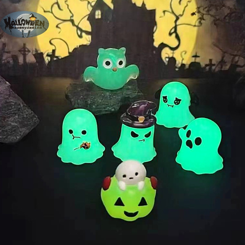 Set 6 Tượng Cú Dạ Quang Trang Trí halloween vn