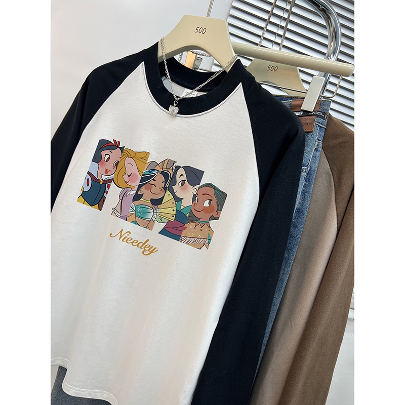 Áo Thun Tay Dài 100% cotton In Họa Tiết Thời Trang Hàn Quốc Cho Nữ