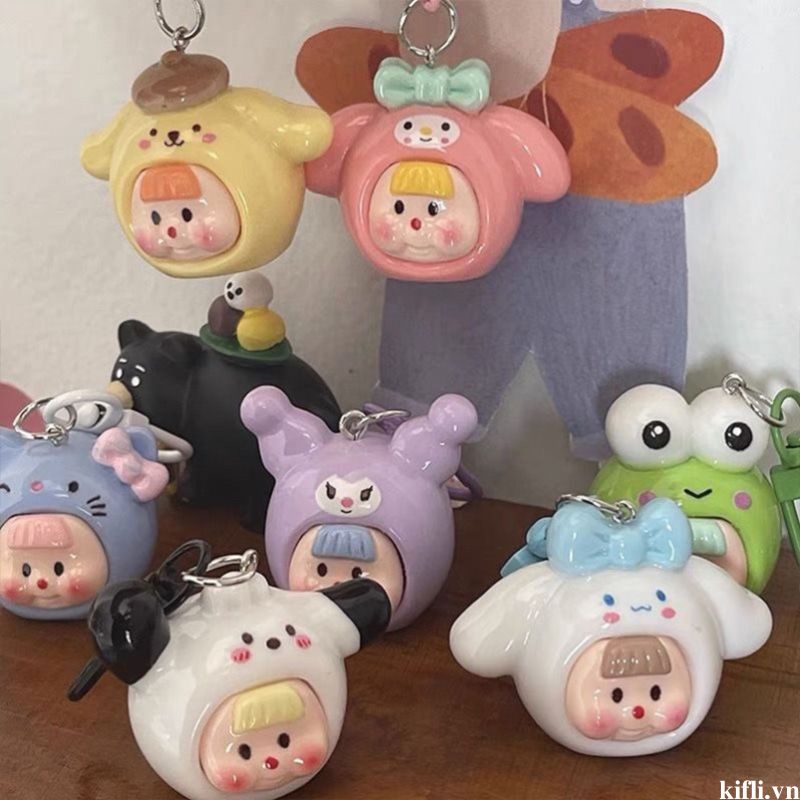 🌸🌸Móc Khóa Hình Mặt Em Bé Sanrio Cinnamoroll Kulomi Hoạt Hình Đáng Yêu