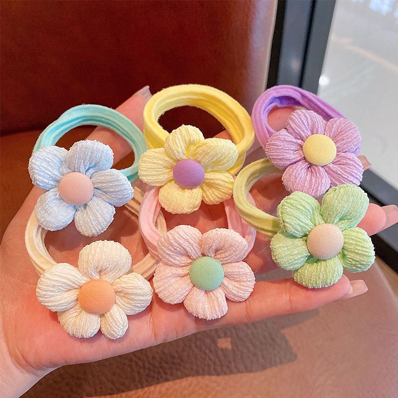 Dây Buộc Tóc Cao Su Co Giãn Không Đau Hình Hoa macaron Cho Bé