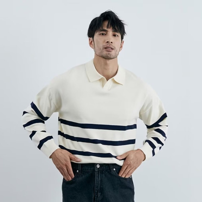 Áo Len Tay Dài Phối Màu Tương Phản Cho Nam