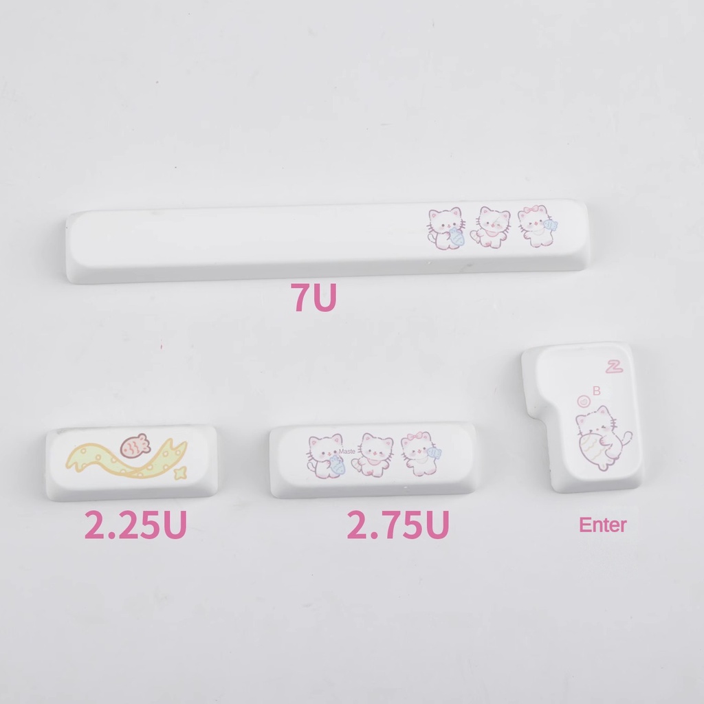 Pbt Nắp Đậy Phím Đàn Cá Mèo Hoạt Hình Màu Hồng / Cá Mập akko a75f87 75 99 104