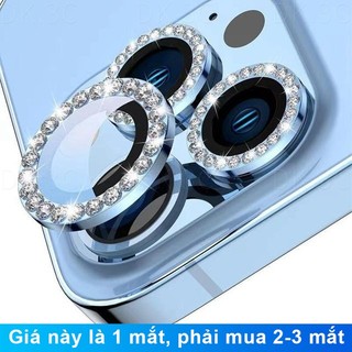 Kim cương lấp lánh kim cương bảo vệ ống kính máy ảnh vòng kim loại có kính cường lực cho iphone 14 13 12 11 pro max mini / 14 plus