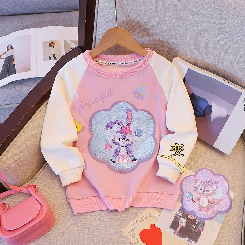 Áo Sweater Đính Kim Sa Hình Mặt Cười Ngôi Sao Thay Đổi Màu Sắc Công Chúa elsa Dễ Thương Mùa Thu 2023 Cho Bé Gái