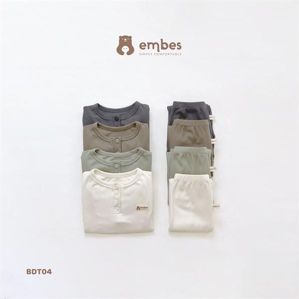 Set thun gân tăm Embes ,Bộ thu đông cho bé chất thun gân tăm mềm mại siêu co giãn