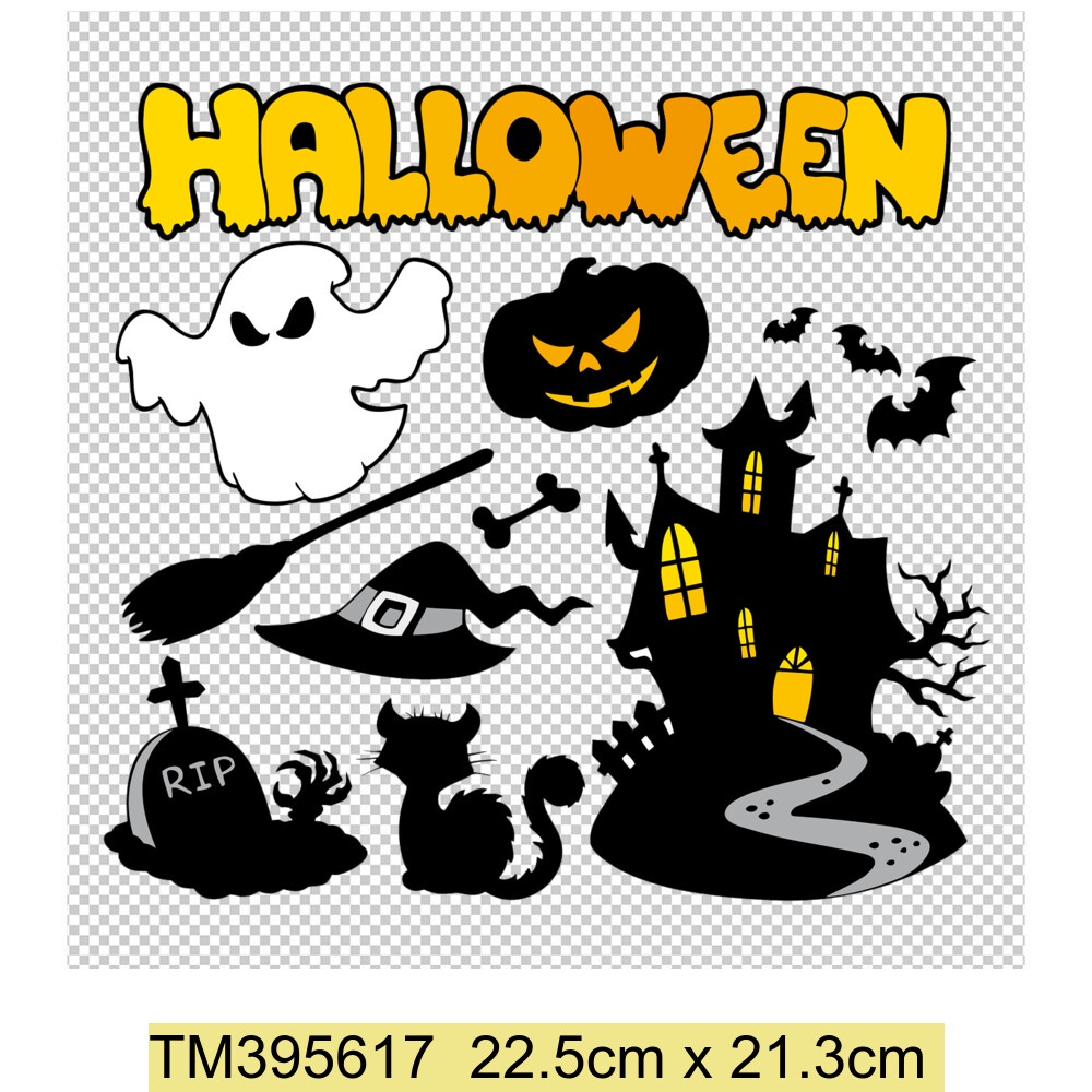 Happy Halloween Họa Tiết Gấu Truyền Nhiệt Viny Sắt Trên Halloween Miếng Dán Cho Áo Sơ Mi Quần Áo Cho Trẻ Em