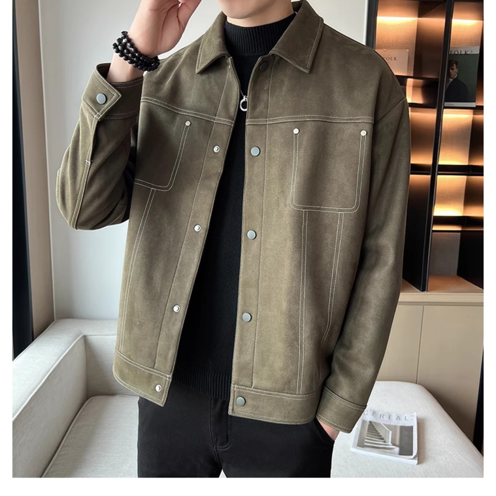 Áo Khoác Da Lộn Phong Cách Thời Trang Xuân Thu 2023 Mới