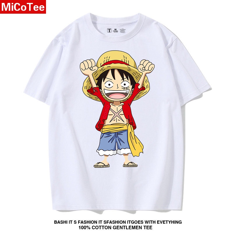 Áo Thun cotton Tay Ngắn In Hình luffy Cá Tính Hợp Thời Trang