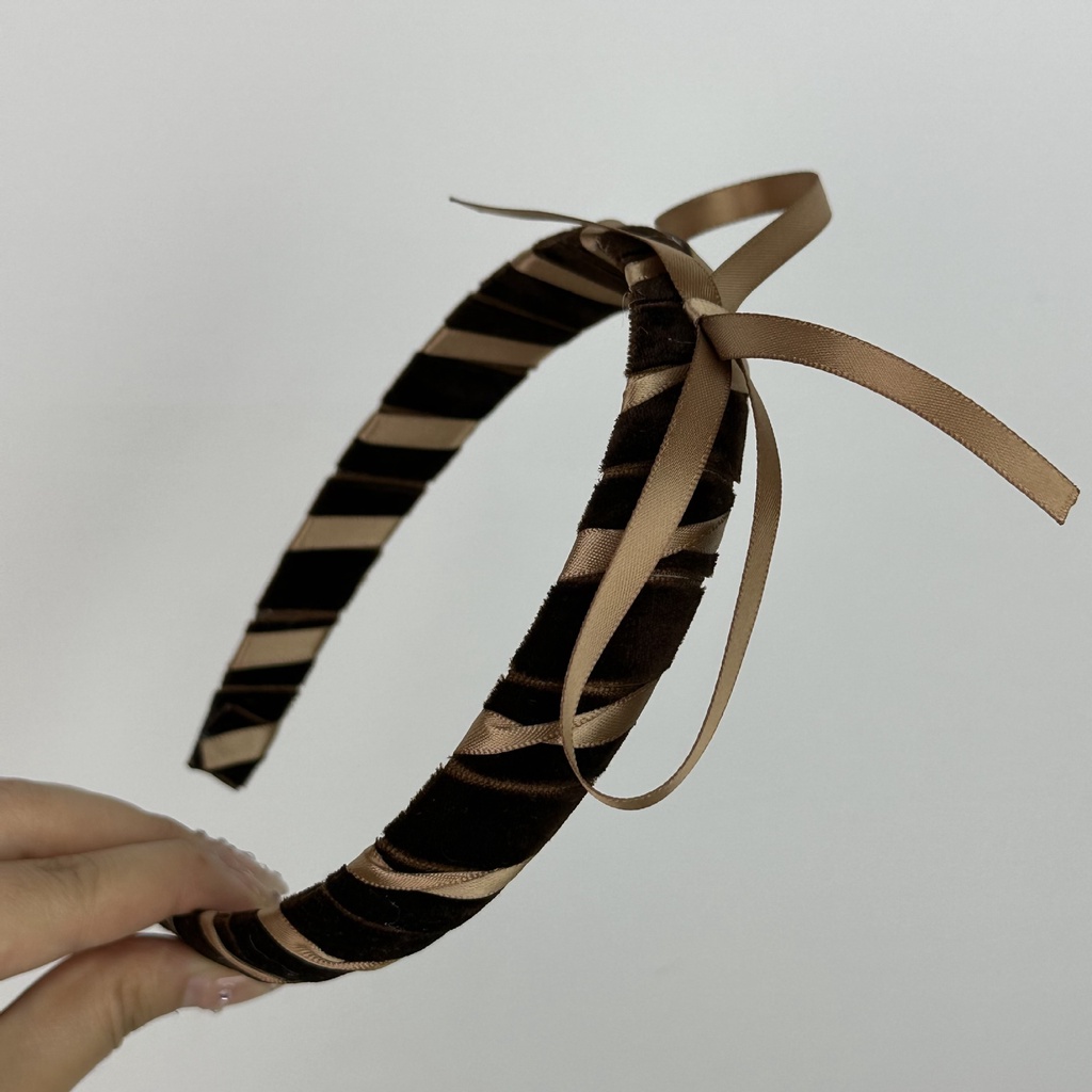 Băng Đô Vải Nhung Thắt Nơ Phong Cách vintage Pháp