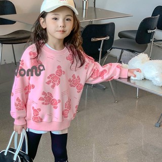 Áo nỉ dài tay cổ tròn cho bé gái