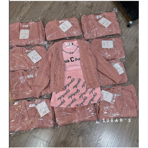 Set 3ct áo khoác len kèm áo thun và chân váy cho baby siêu ngọt