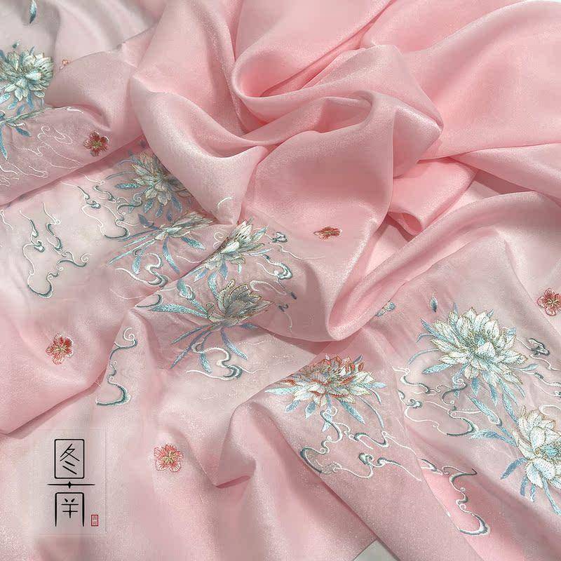 1 Tấm Vải organza Thêu Họa Tiết Phong Cách Trung Hoa 150 * 50cm