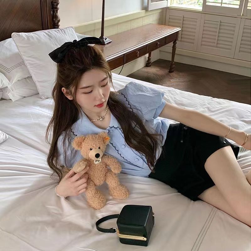 Áo Kiểu Tay Phồng Ngắn Phong Cách Pháp Thời Trang Mùa Hè Mới Cho Nữ