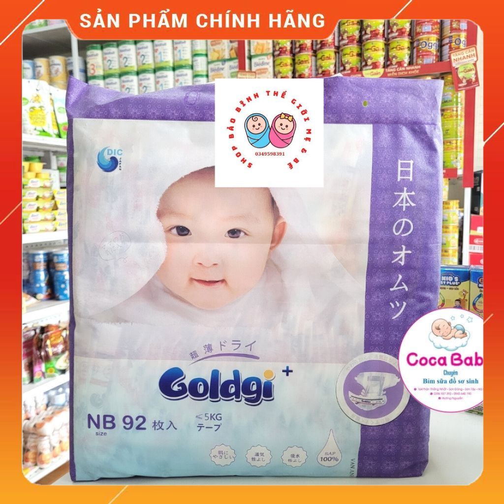 Tã/Bỉm dán/quần cao cấp Goldgi đủ size Nb92/S84/M66/M60/L48/XL44/XXL32