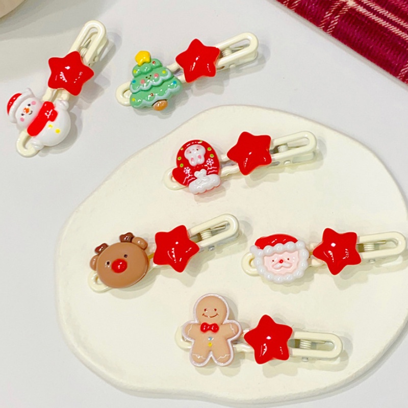 Kẹp Tóc Nhiều Kiểu Dáng Đơn Giản Màu Kem Giáng Sinh y2k Hình Ông Già Noel Hoạt Hình Cho Bé Gái
