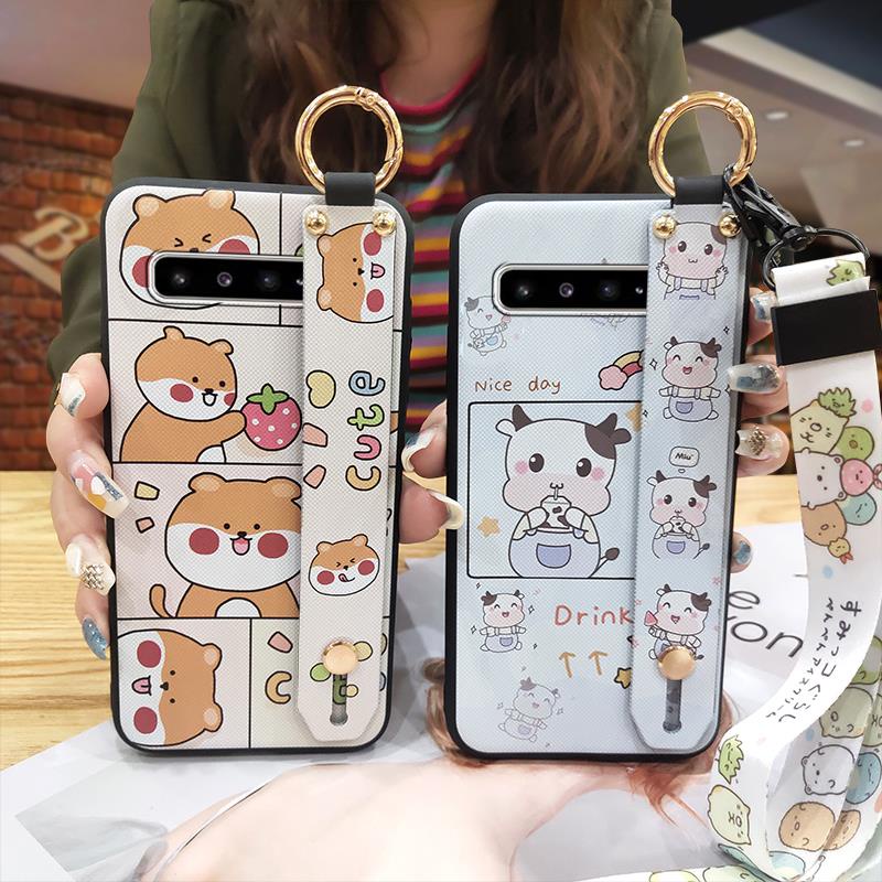 Ring Dirt-resistant Phone Case For Samsung Galaxy S10 5G/SM-G977N Wristband Cartoon Anti-dust protective Shockproof
