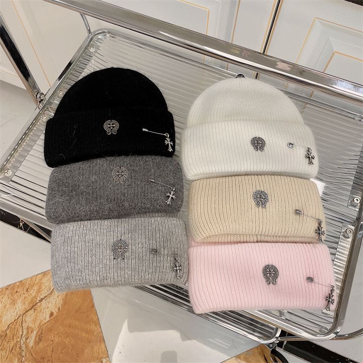 Mũ Len Phối Lông Thỏ Phong Cách punk Thời Trang Cao Cấp