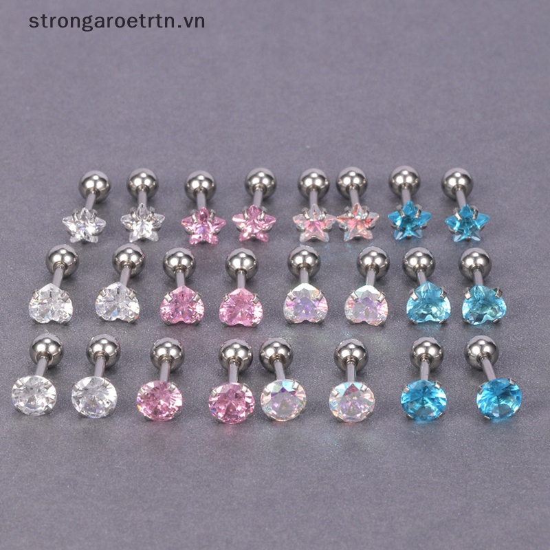 1 Đôi Khuyên Tai Đính Đá zircon Đơn Giản Bằng Thép Không Gỉ Thời Trang Dự Tiệc Cho Nữ