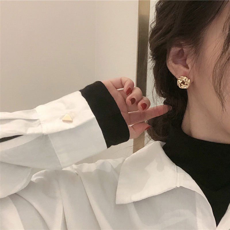 Bông Tai Mạ Bạc 925 Hình Tròn Xoắn Ốc Dễ Thương