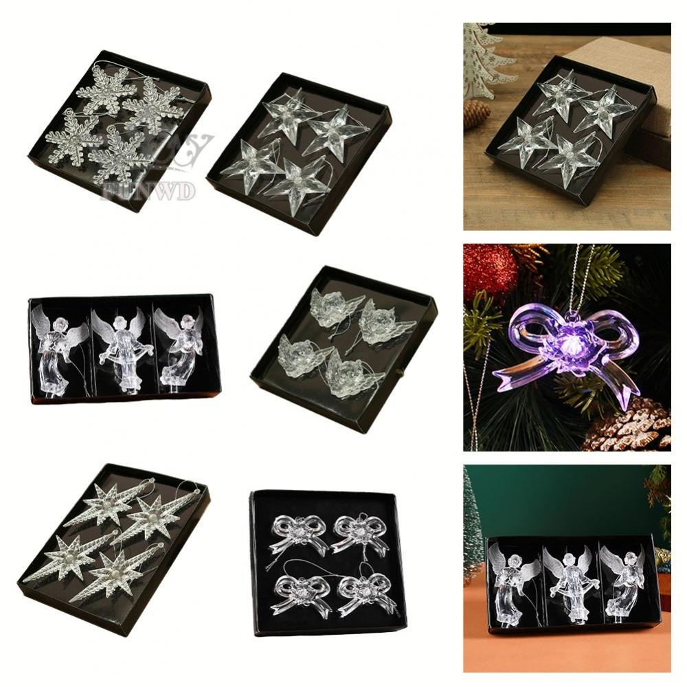 Transparent Pendants Christmas Crystal Ornaments Lightweight PS Material