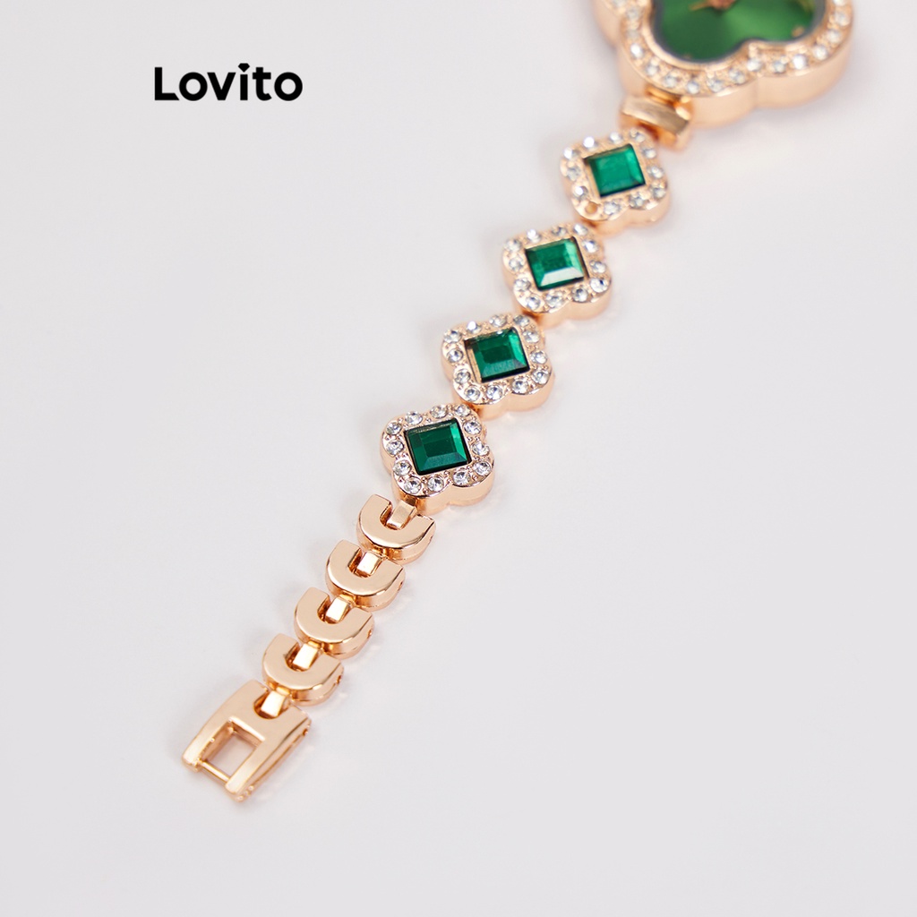 Đồng hồ thạch anh Lovito màu trơn đơn giản thường ngày cho nữ L66AD055