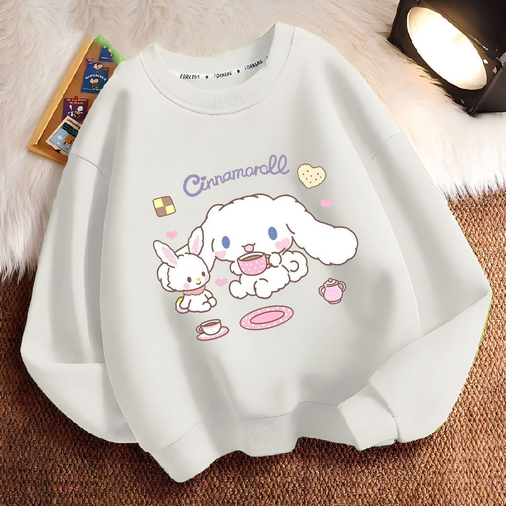 Áo Sweater Cổ Tròn Tay Dài In Hoạt Hình cinnamoroll Dễ Thương Thời Trang Mùa Thu Cho Bé Gái