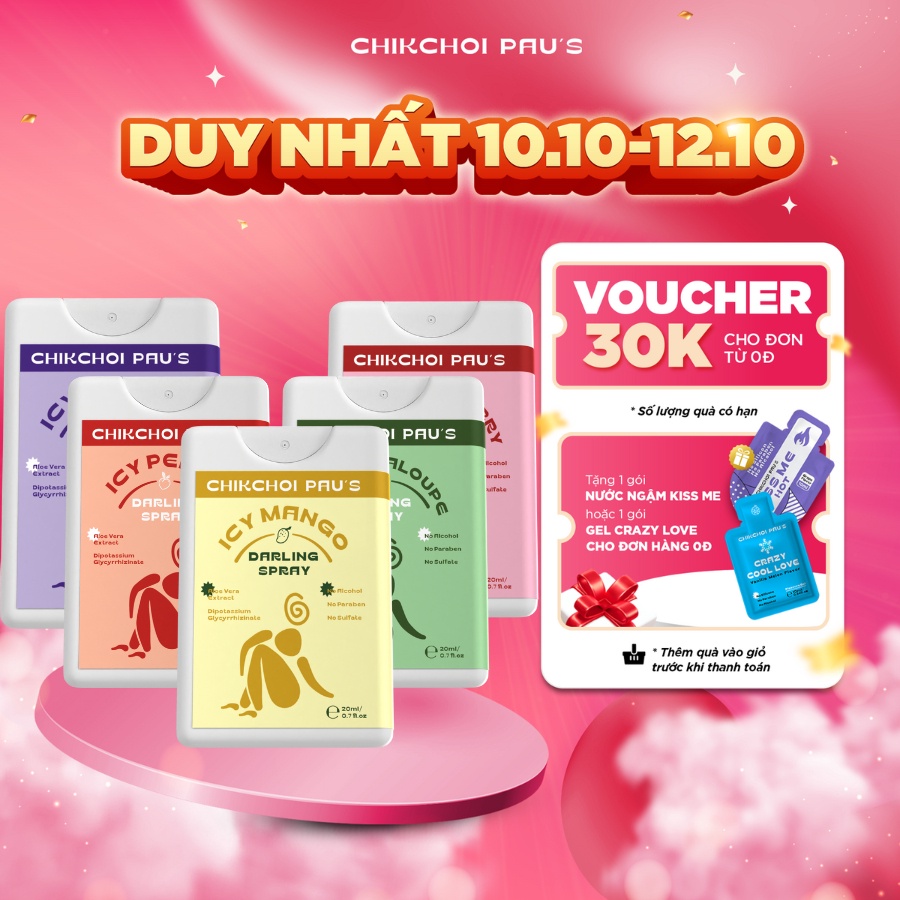 Combo xịt ngon CHIKCHOI PAU'S, khu vườn trái cây cho cuộc yêu mùi hương hoa quả the mát 20ml