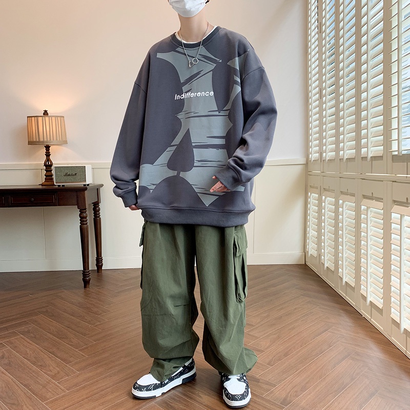 Áo Thun Tay Dài Cổ Tròn Dáng Rộng Thời Trang Mùa Thu Cho Nam