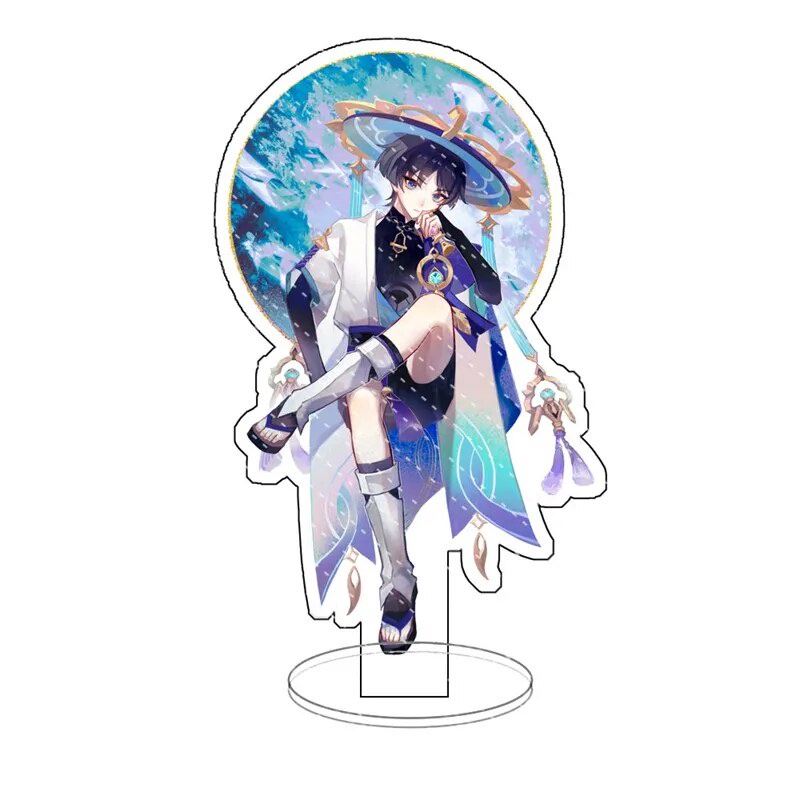 Mô hình Standee Game Genshin Impact hjcgj Raiden Shogun Scaramouche Phụ kiện trang trí để bàn góc học tập