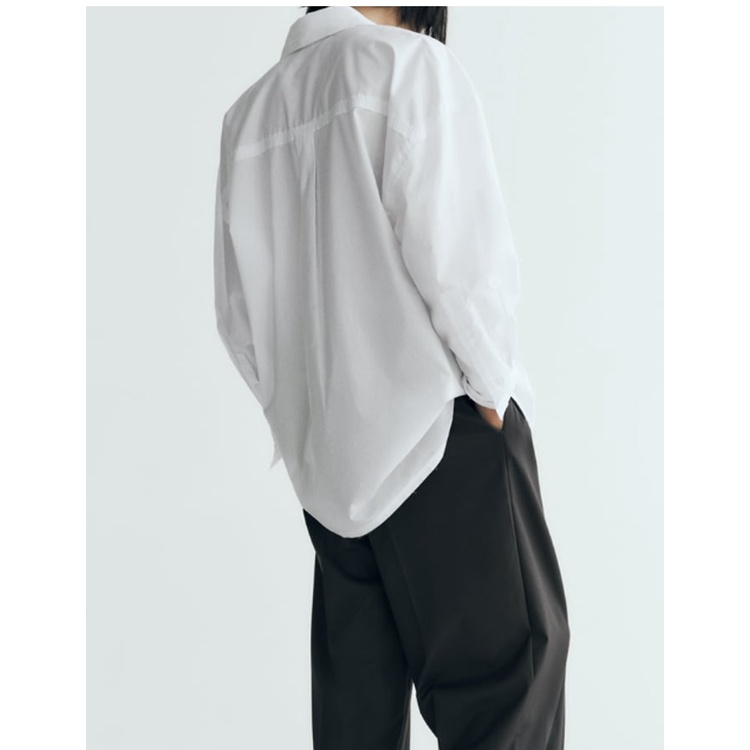 Zara Áo Sơ Mi Tay Dài Dáng Rộng Cổ Bẻ Phối Hàng Nút Thời Trang Thu Đông 237200016