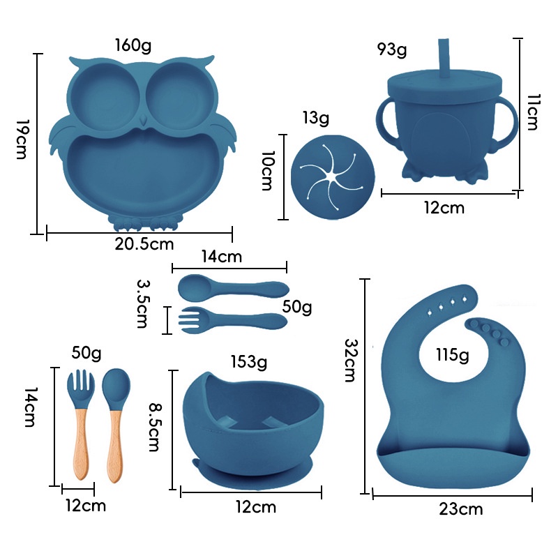 Bộ Dụng Cụ Bàn Ăn Bằng silicone Hình Cú Mèo Cho Bé