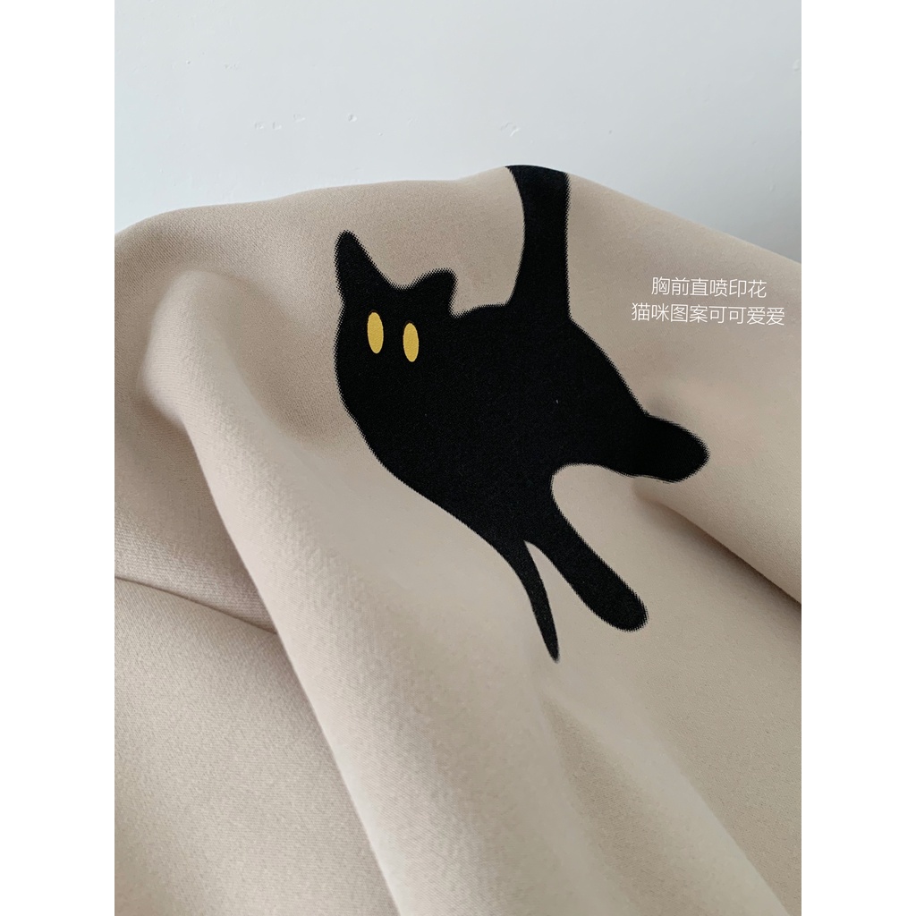 Áo sweater Dày Tay Dài Dáng Rộng In Hoạt Hình Mèo Dễ Thương 1024