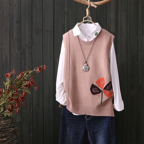 Áo vest Dệt Kim Đơn Giản Phong Cách retro Mùa Thu Mới Cho Nữ