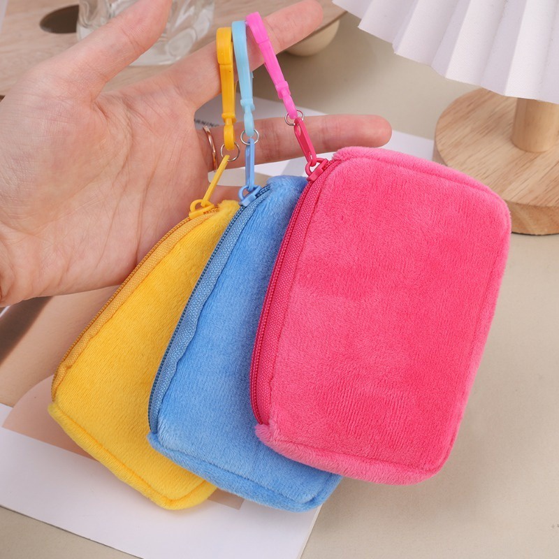 Túi Đựng Son Môi / Tai Nghe Cầm Tay Bằng Vải Bông Mềm Mại Nhiều Màu Có Khóa Kéo Và Móc Khóa Dành Cho Bạn Nữ